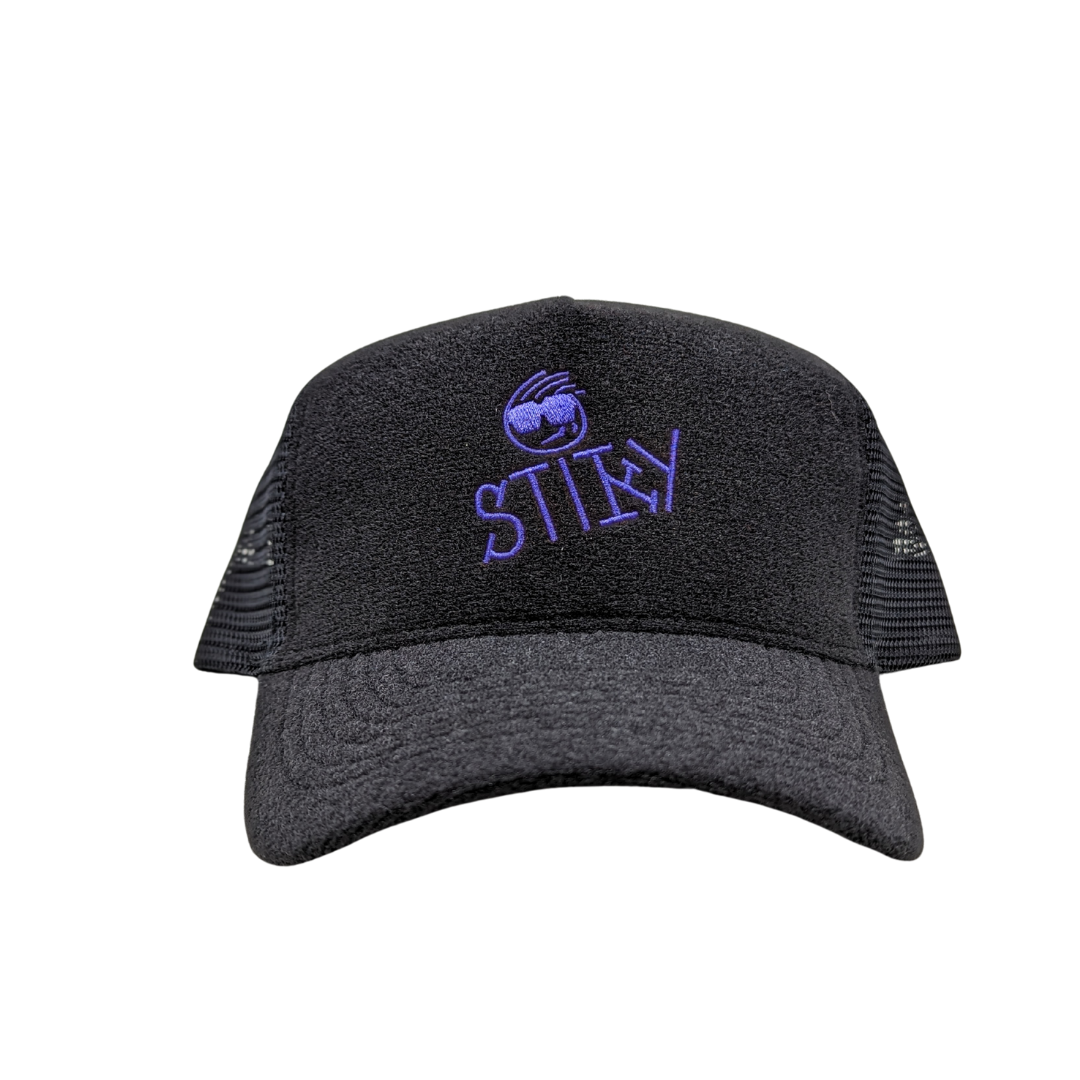 Stiky Trucker Hat 2.0 - Black w/ Purple Logo